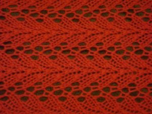 Close-up of the blocked lace